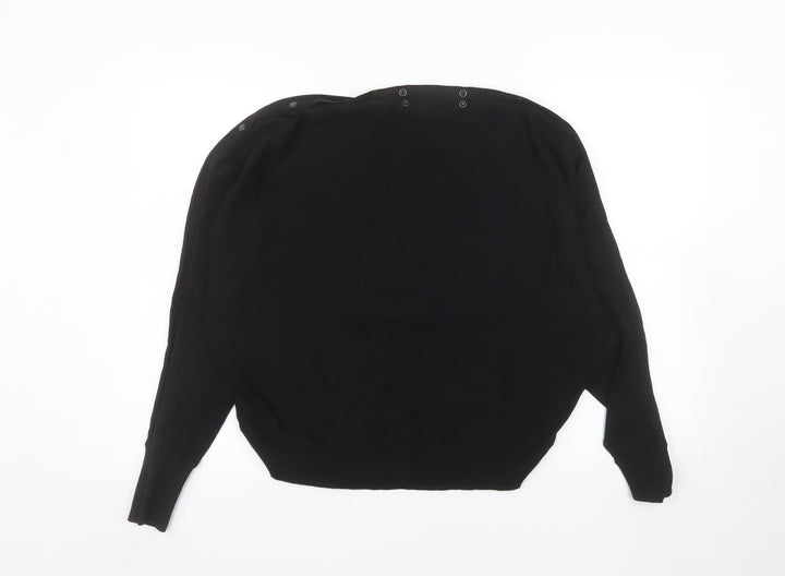 AllSaints Women Black Medium Pullover Sweatshirt Organic Cotton