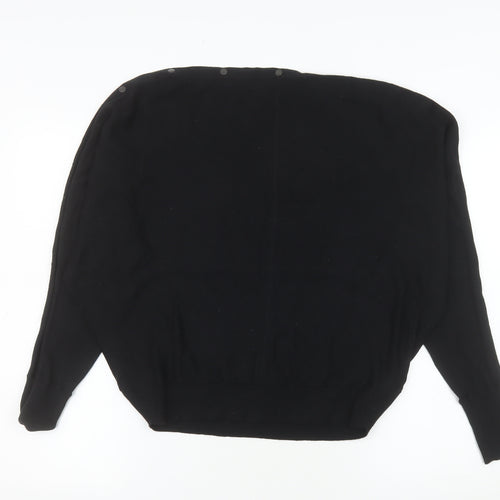 AllSaints Women Black Medium Pullover Sweatshirt Organic Cotton