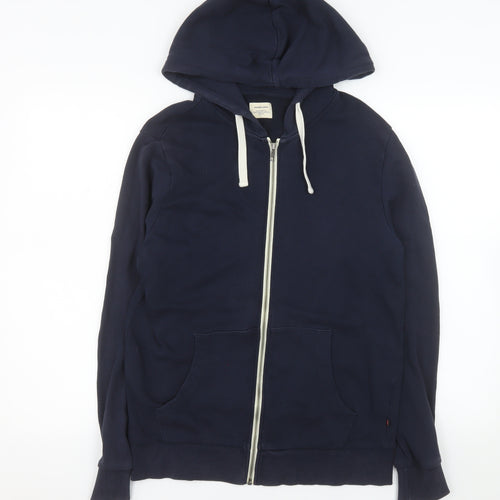 Jack & Jones Unisex Blue S Full Zip Hooded Cotton Jacket