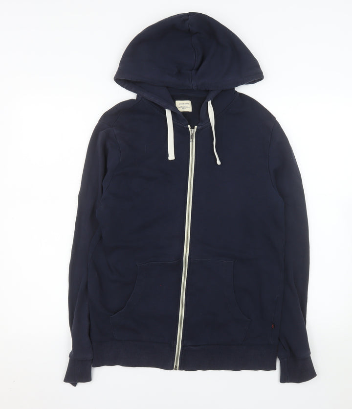 Jack & Jones Unisex Blue S Full Zip Hooded Cotton Jacket