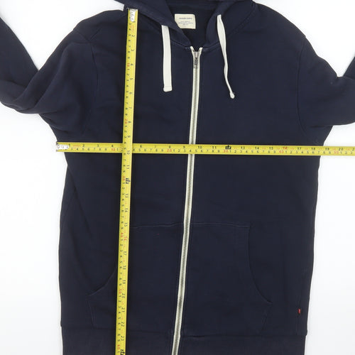 Jack & Jones Unisex Blue S Full Zip Hooded Cotton Jacket