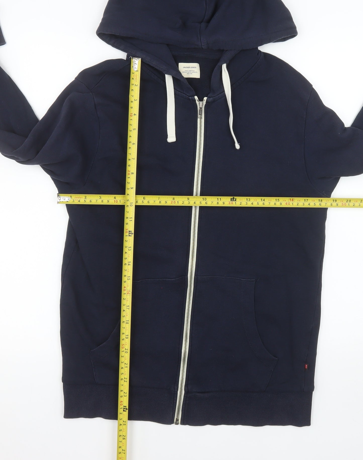 Jack & Jones Unisex Blue S Full Zip Hooded Cotton Jacket