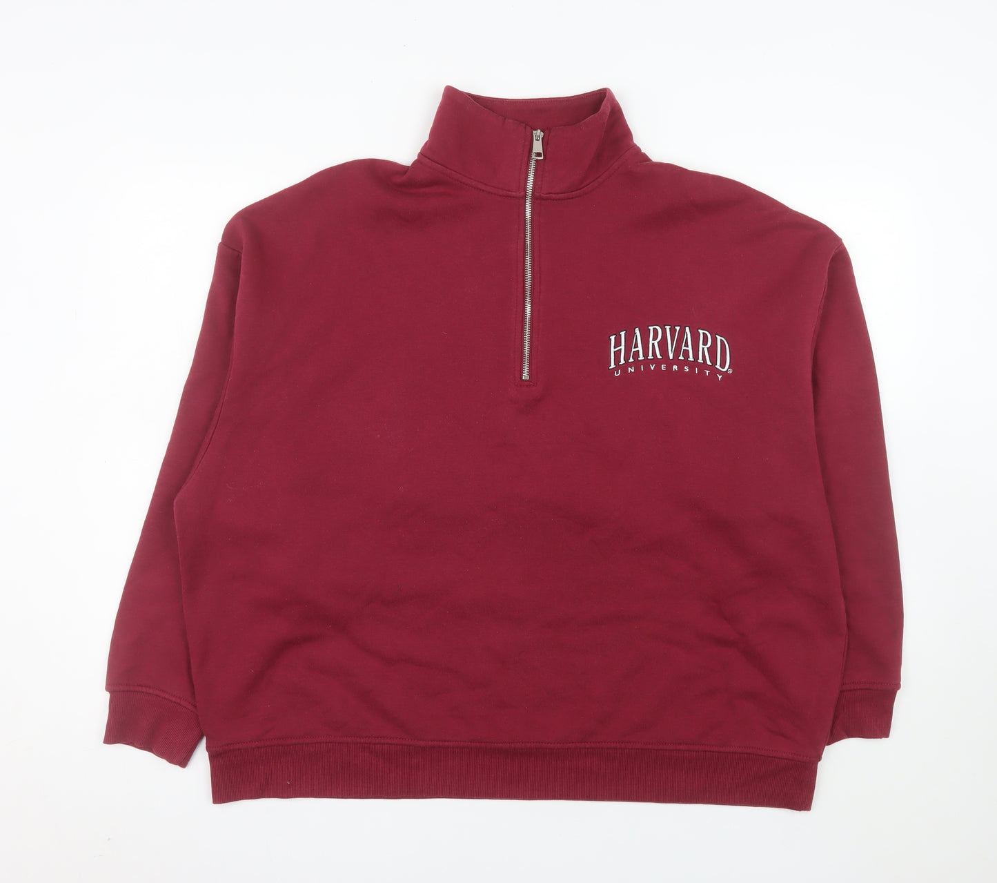 Primark Women Burgundy Harvard 1/2 Zip Sweatshirt Size L 14/16