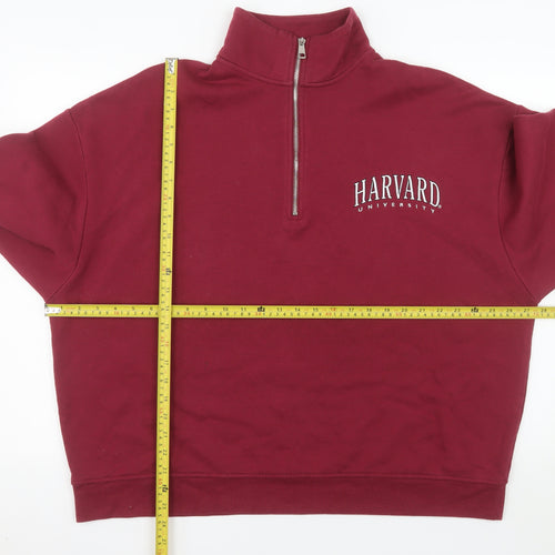 Primark Women Burgundy Harvard 1/2 Zip Sweatshirt Size L 14/16