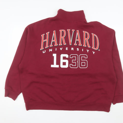 Primark Women Burgundy Harvard 1/2 Zip Sweatshirt Size L 14/16