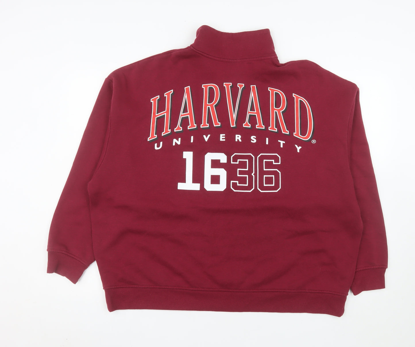 Primark Women Burgundy Harvard 1/2 Zip Sweatshirt Size L 14/16