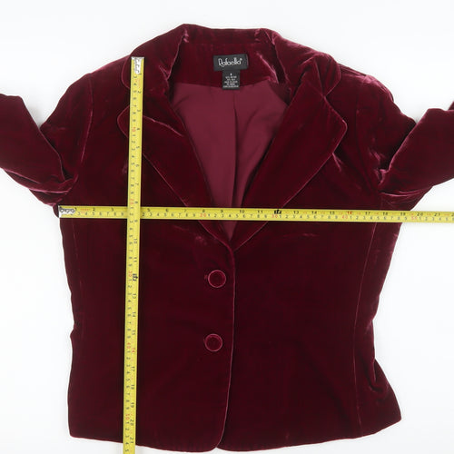 Rafaella Women's Red Velvet Blazer Size 8 Single Breasted Lined Jacket
