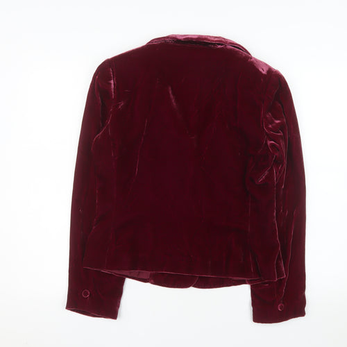 Rafaella Women's Red Velvet Blazer Size 8 Single Breasted Lined Jacket