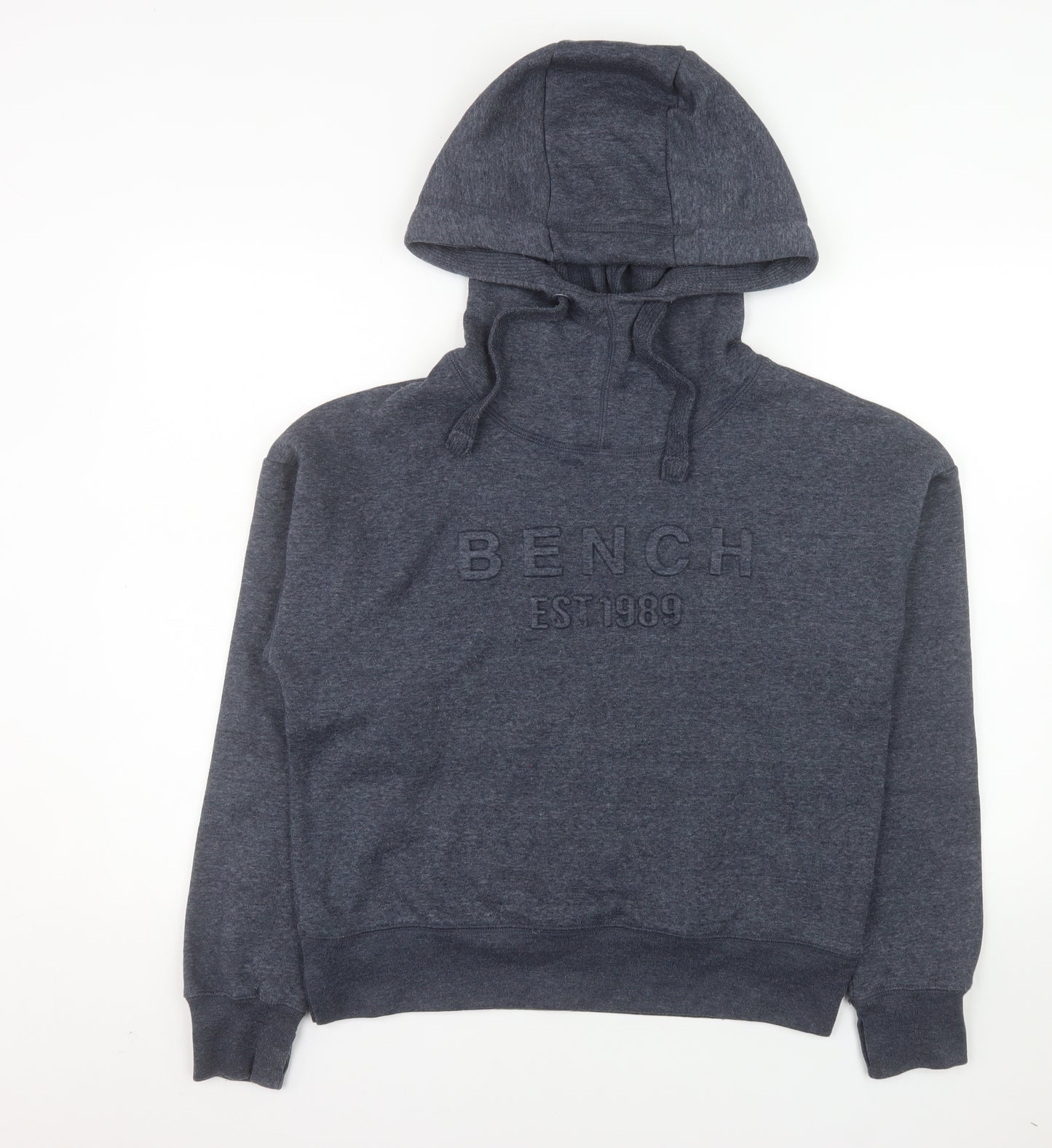 Bench Women's Grey Pullover Hoodie UK 12 Medium Embroidered Logo