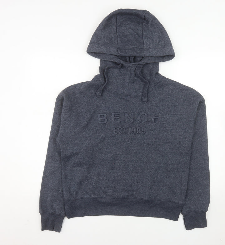 Bench Women's Grey Pullover Hoodie UK 12 Medium Embroidered Logo