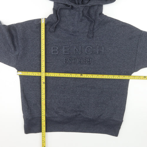 Bench Women's Grey Pullover Hoodie UK 12 Medium Embroidered Logo