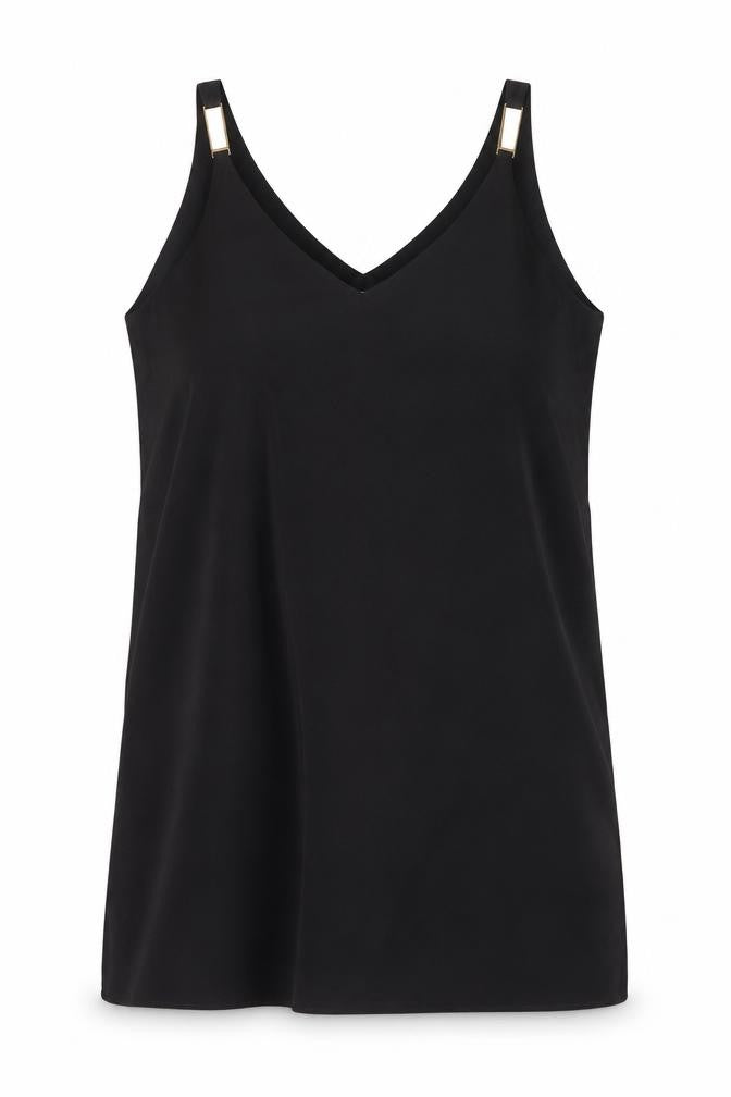 Front view of Mango Women’s Black V-Neck Camisole Tank Top, size UK 8