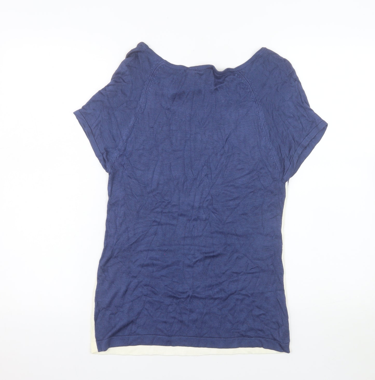 Marble Womens Blue Colourblock Viscose T-Shirt Size 10