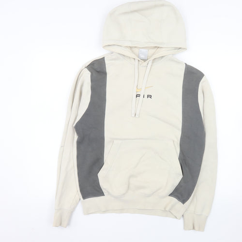 Nike Women Beige & Grey Pullover Hoodie XS Air Logo Cotton Blend