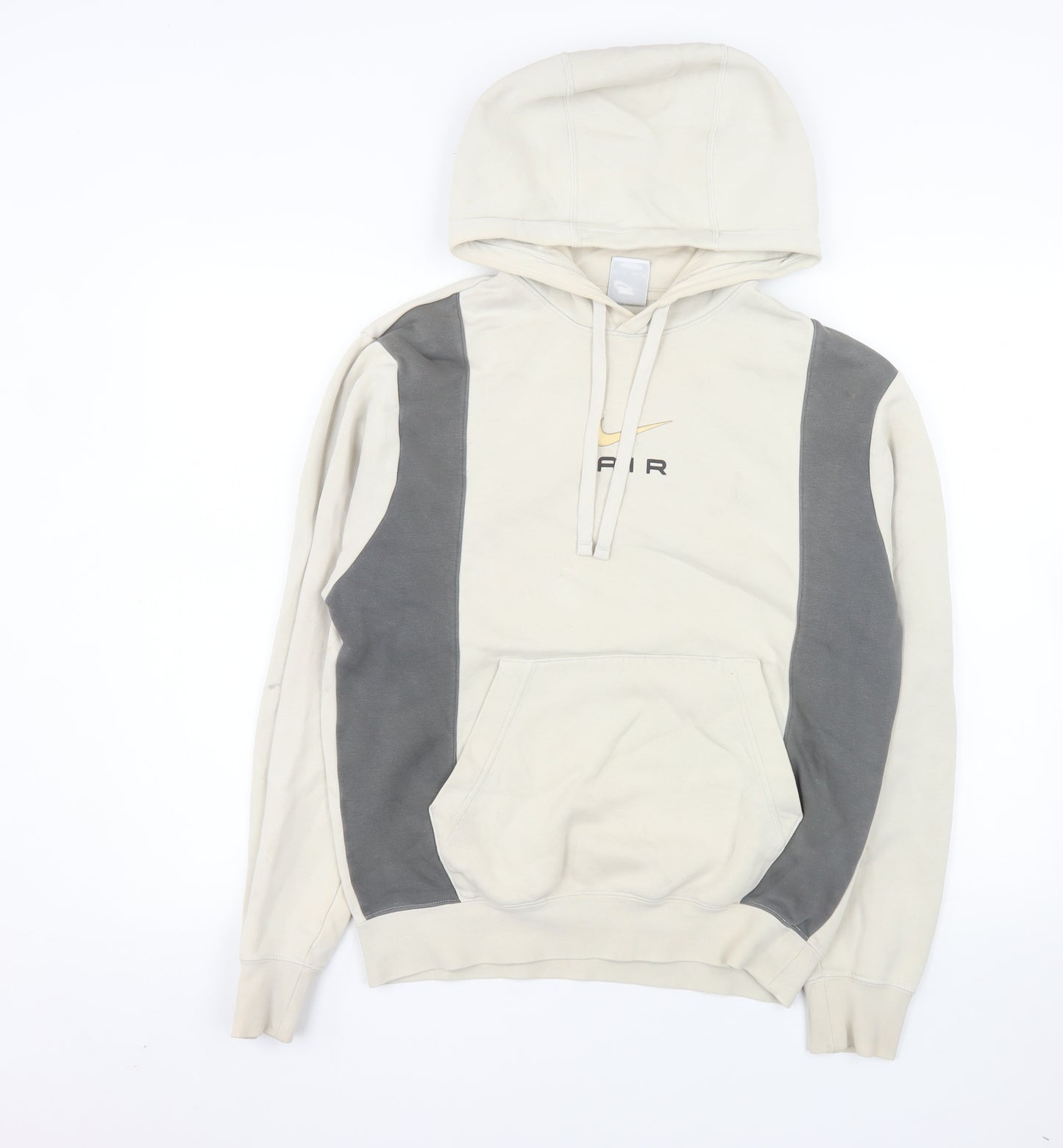 Nike Women Beige & Grey Pullover Hoodie XS Air Logo Cotton Blend