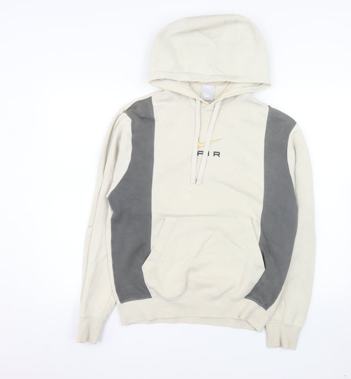 Nike Women Beige & Grey Pullover Hoodie XS Air Logo Cotton Blend