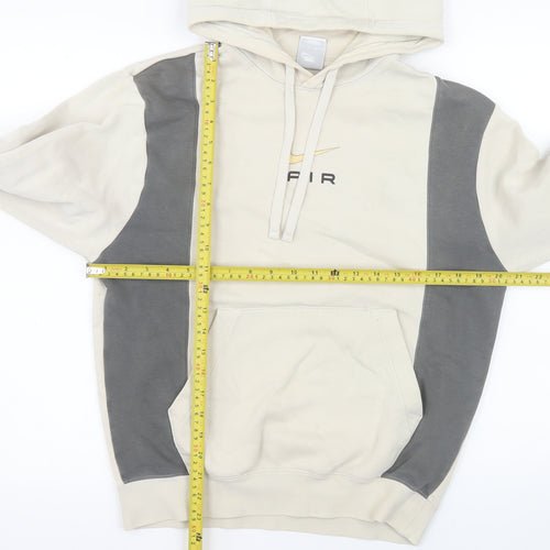 Nike Women Beige & Grey Pullover Hoodie XS Air Logo Cotton Blend