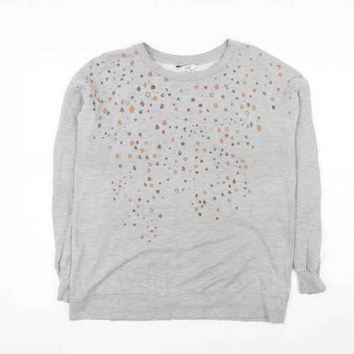 Next Women Grey Star Print Pullover Sweatshirt M Cotton Blend