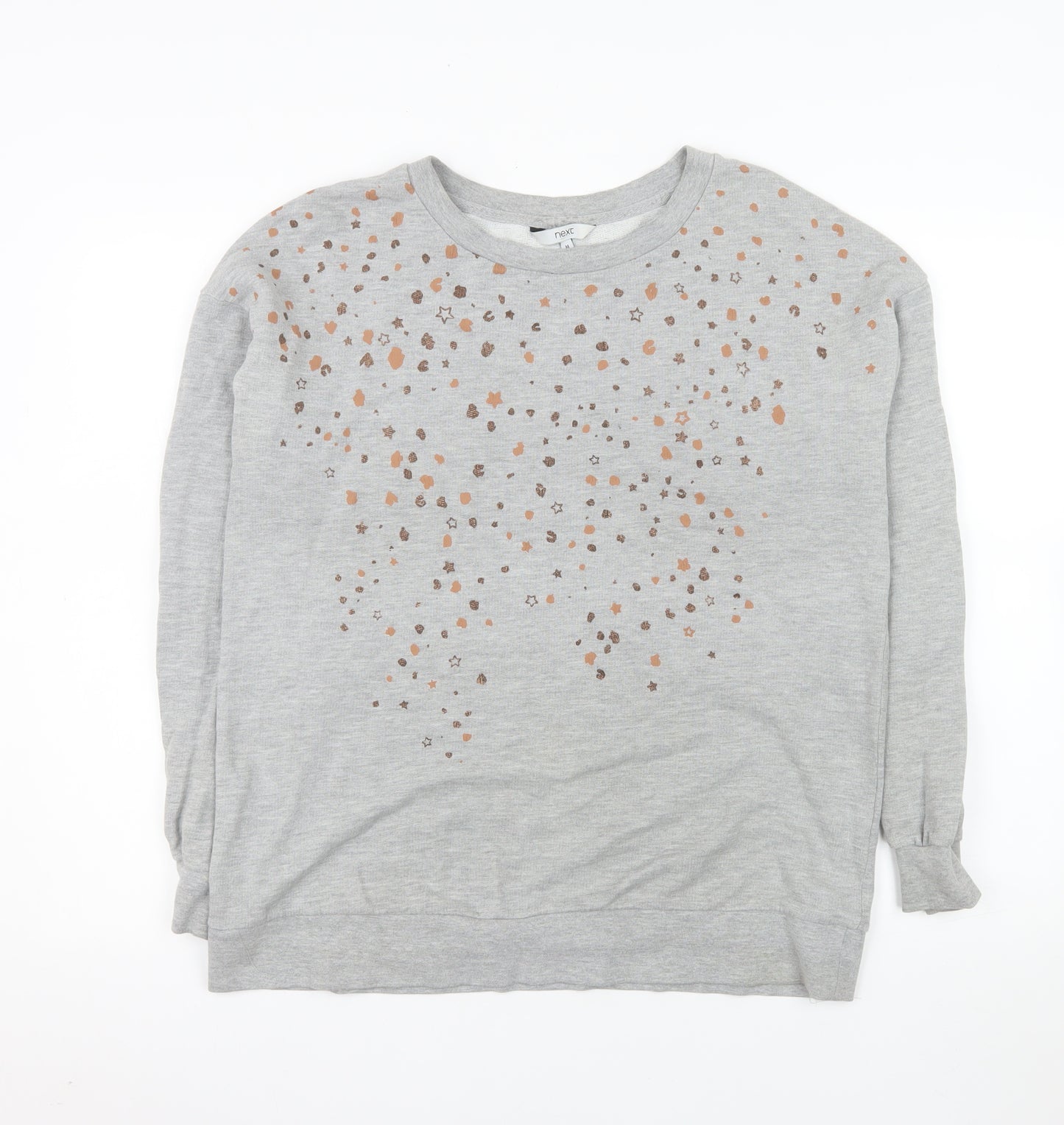 Next Women Grey Star Print Pullover Sweatshirt M Cotton Blend