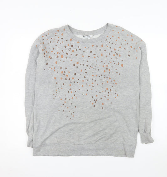 Next Women Grey Star Print Pullover Sweatshirt M Cotton Blend