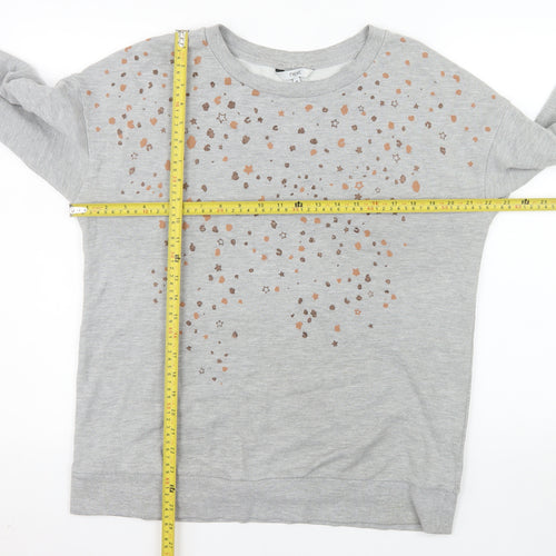 Next Women Grey Star Print Pullover Sweatshirt M Cotton Blend