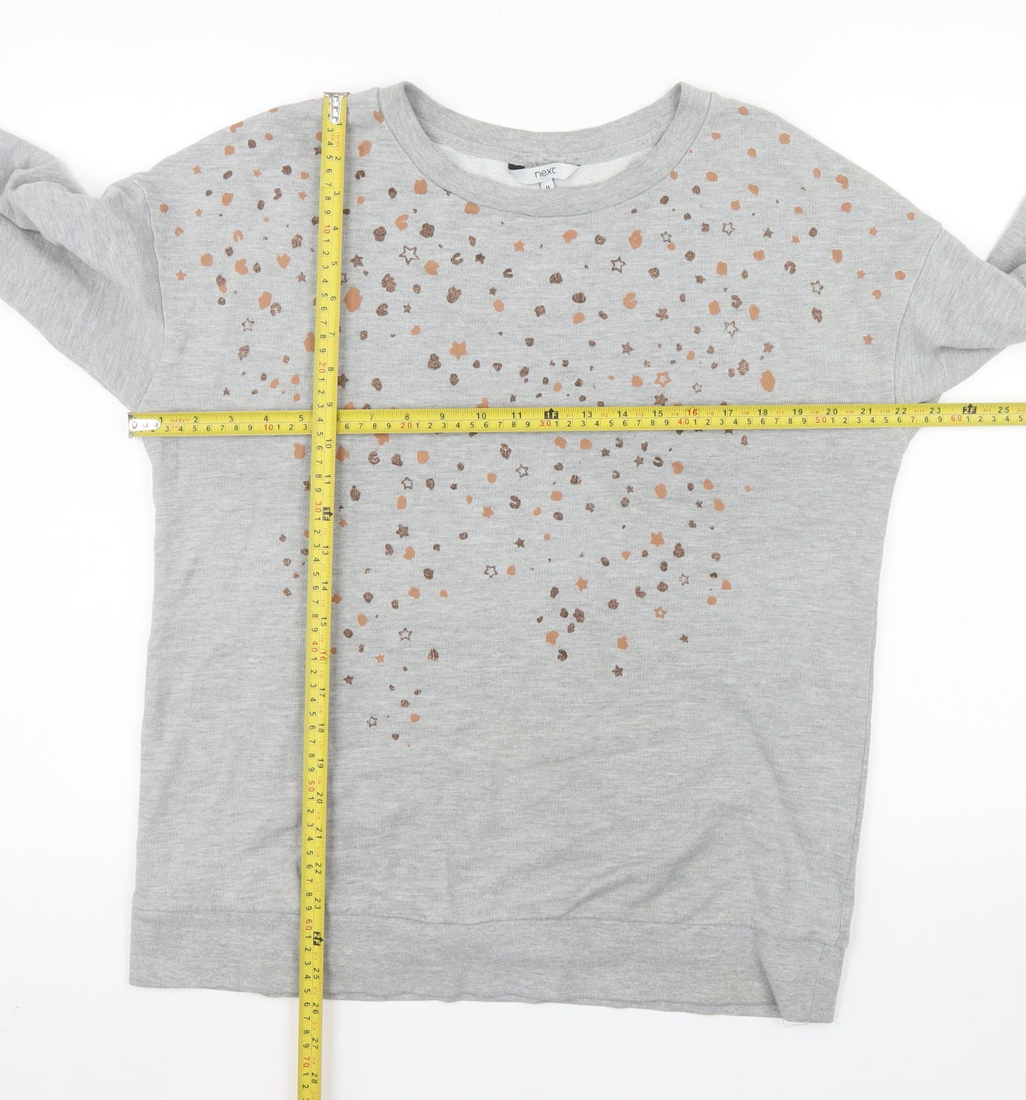 Next Women Grey Star Print Pullover Sweatshirt M Cotton Blend