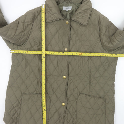 Marks and Spencer Womens Khaki Quilted Jacket Size 20 Lined Mid-Length