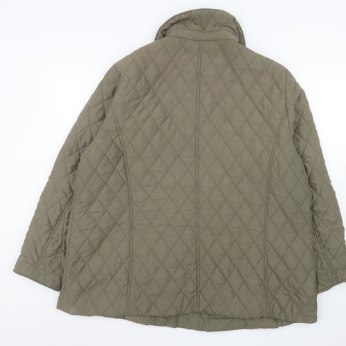 Marks and Spencer Womens Khaki Quilted Jacket Size 20 Lined Mid-Length