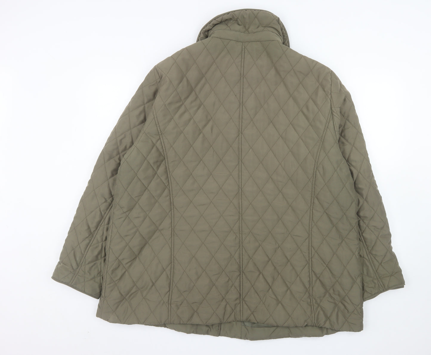 Marks and Spencer Womens Khaki Quilted Jacket Size 20 Lined Mid-Length