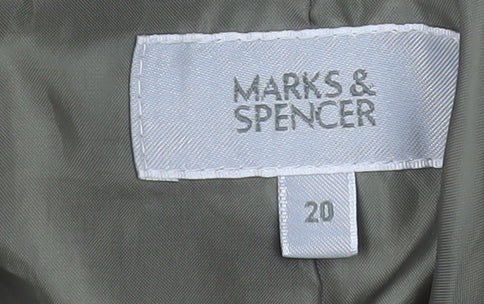 Marks and Spencer Womens Khaki Quilted Jacket Size 20 Lined Mid-Length