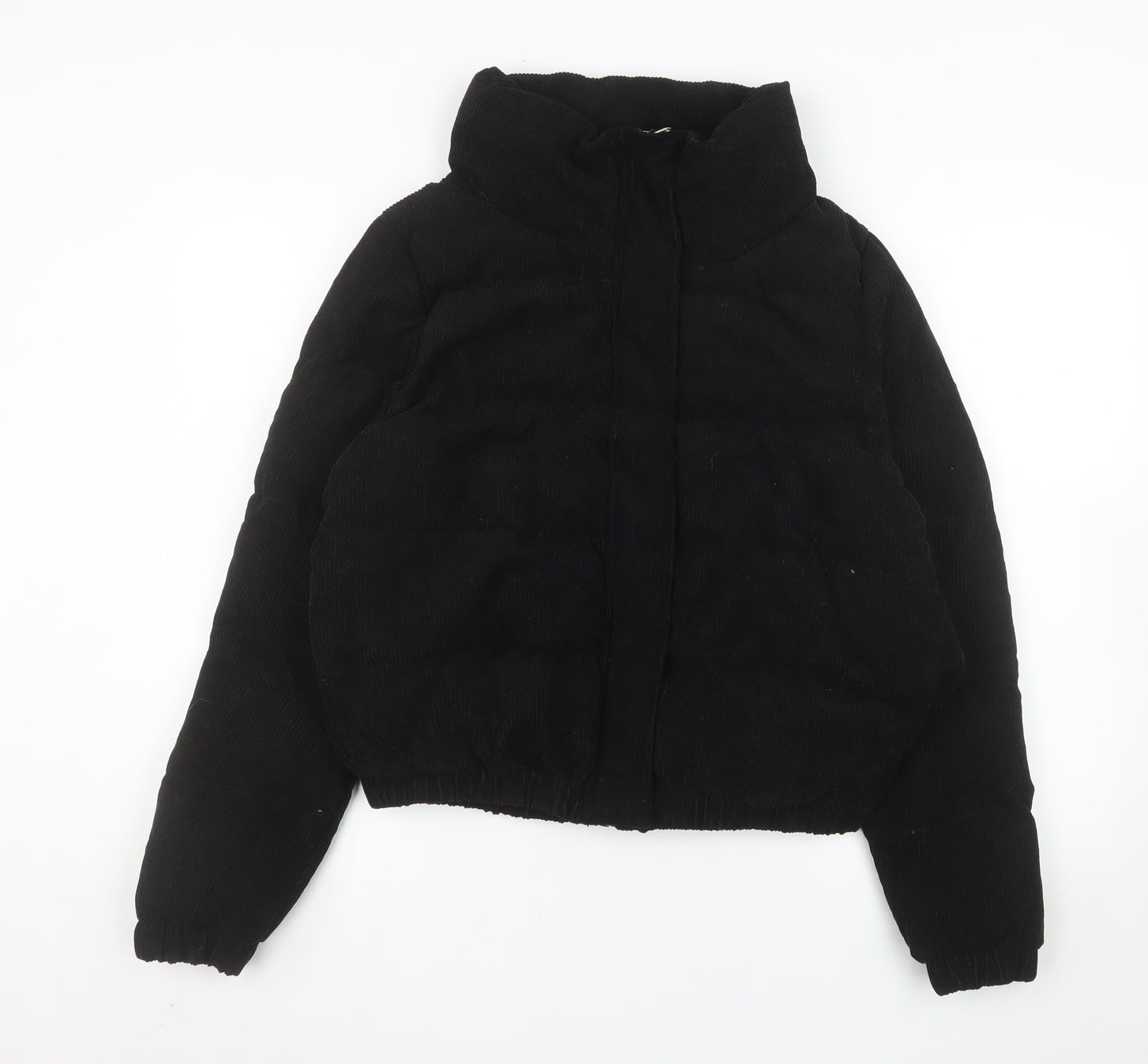 Brave Soul Women's Black Corduroy Cropped Puffer Jacket Size 12