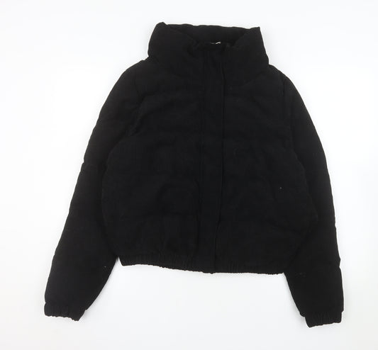 Brave Soul Women's Black Corduroy Cropped Puffer Jacket Size 12