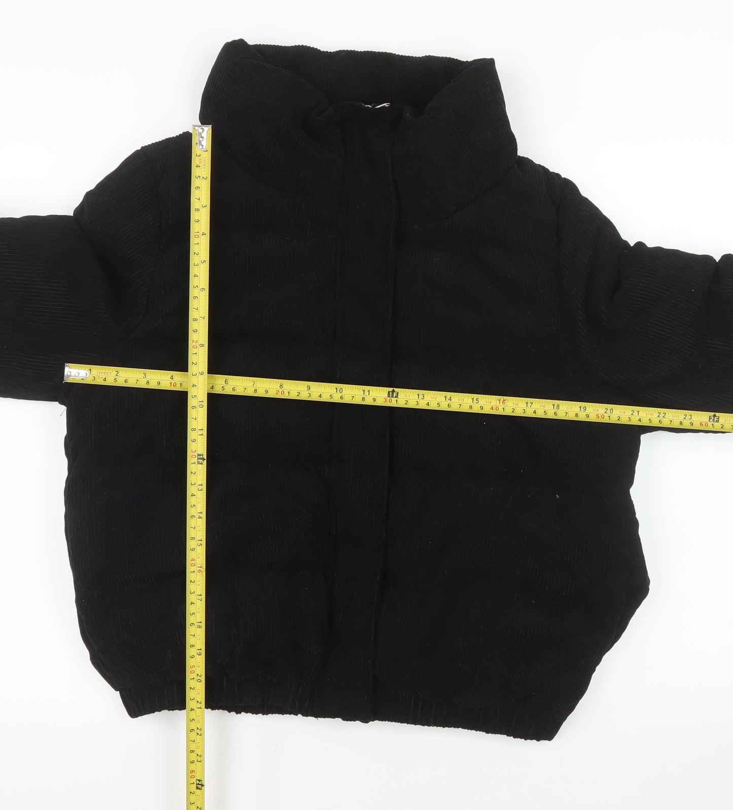 Brave Soul Women's Black Corduroy Cropped Puffer Jacket Size 12