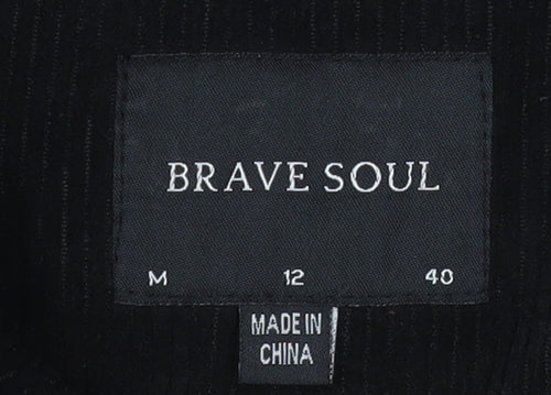 Brave Soul Women's Black Corduroy Cropped Puffer Jacket Size 12