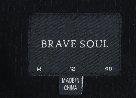 Brave Soul Women's Black Corduroy Cropped Puffer Jacket Size 12