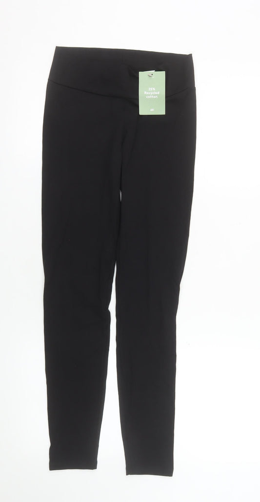 H&M Teens Black Leggings Size 14 Stretch Jersey Activewear Trousers