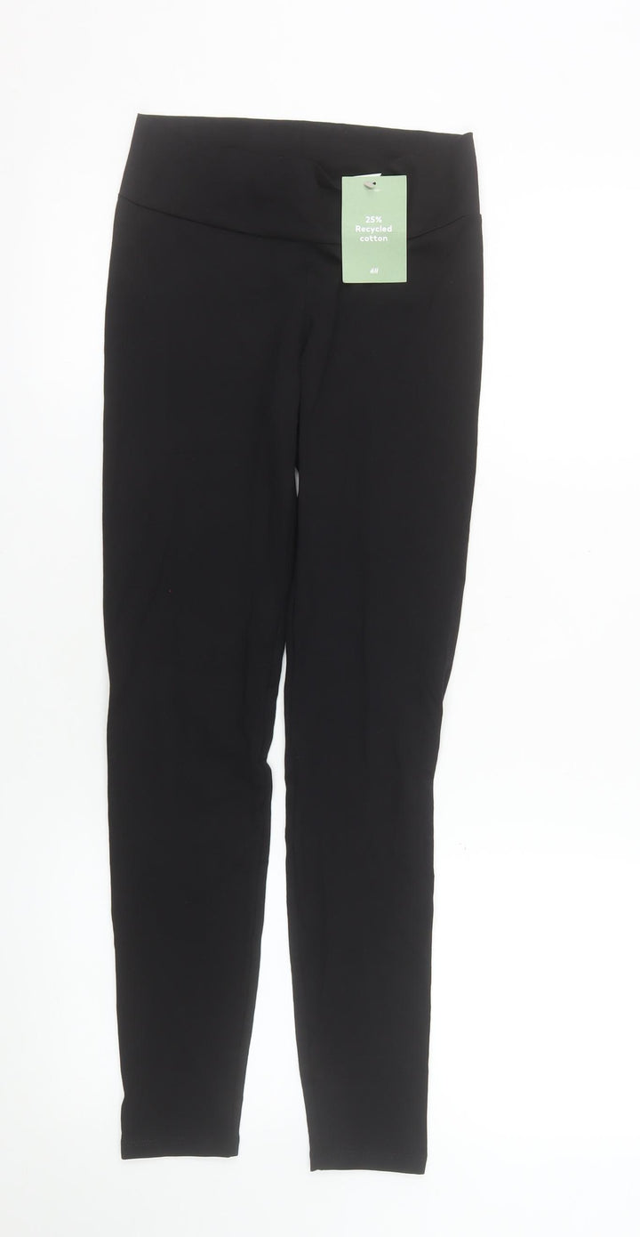 H&M Teens Black Leggings Size 14 Stretch Jersey Activewear Trousers