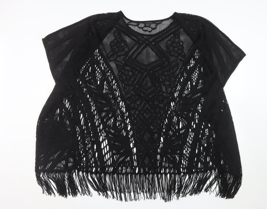 Marks and Spencer Women’s Black Crochet Fringe Cape Jumper Size M