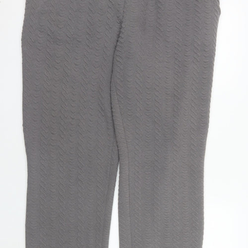boohooMAN Men's Grey Textured Knit Trousers Size L Casual Straight Fit