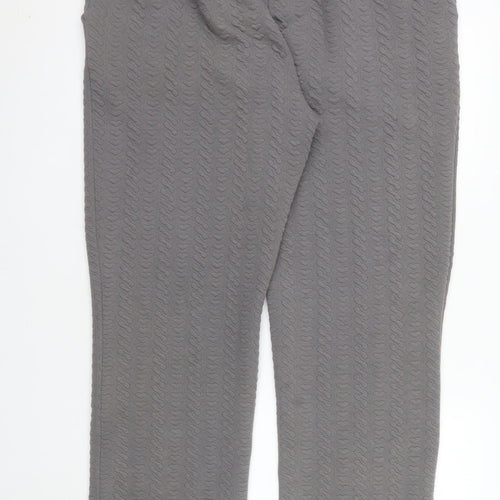 boohooMAN Men's Grey Textured Knit Trousers Size L Casual Straight Fit