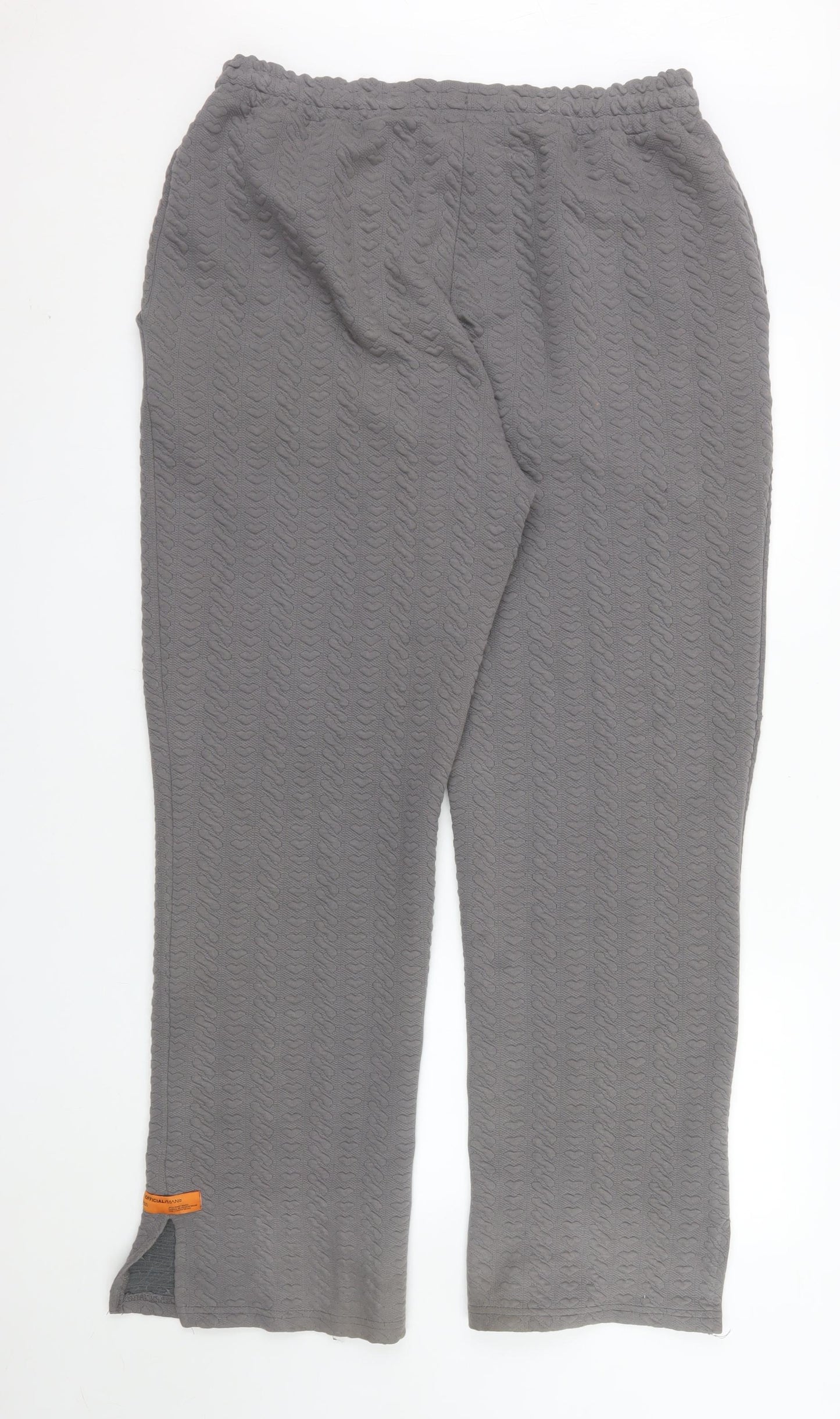 boohooMAN Men's Grey Textured Knit Trousers Size L Casual Straight Fit