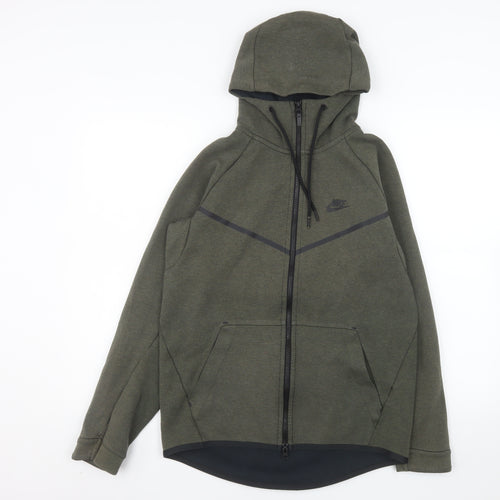 Nike Men’s Green Hooded Full Zip Jacket Size S Cotton Blend