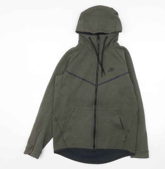 Nike Men’s Green Hooded Full Zip Jacket Size S Cotton Blend
