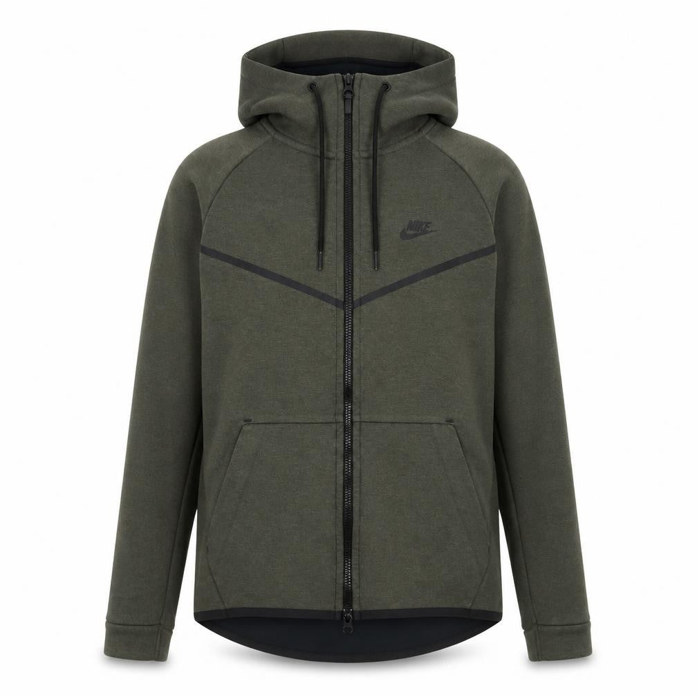 Front view of Nike Men’s Green Hooded Full Zip Jacket, size S, Cotton Blend