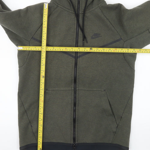 Nike Men’s Green Hooded Full Zip Jacket Size S Cotton Blend