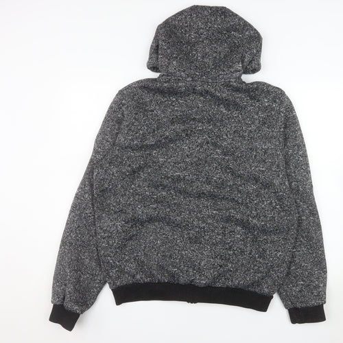 Brave Soul Men's Grey Fleece Hooded Bomber Jacket XL