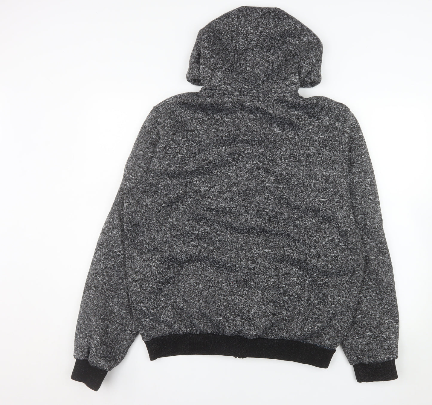 Brave Soul Men's Grey Fleece Hooded Bomber Jacket XL