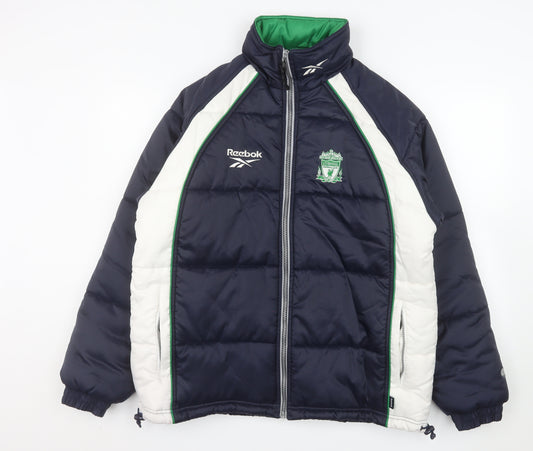 Reebok Men's Blue Liverpool Puffer Jacket S - Vintage Winter Football