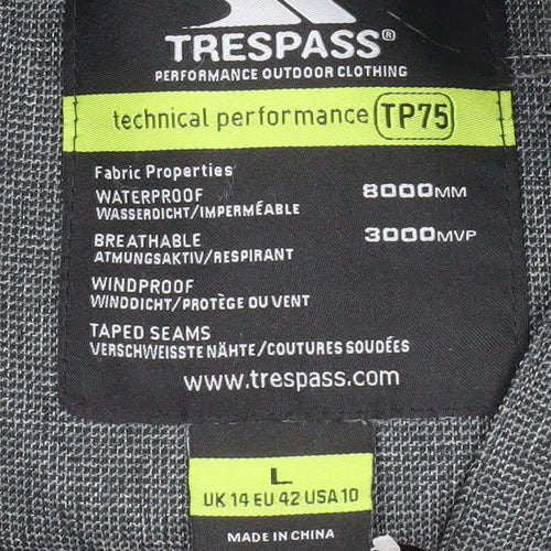 Trespass Men's Grey L Parka Coat Waterproof Hooded Winter Jacket