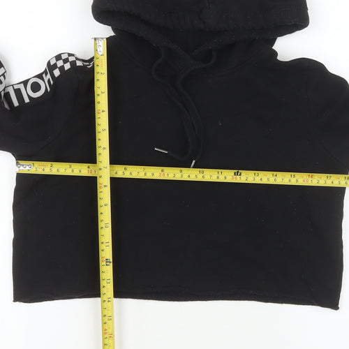 Hollister Womens Black Cropped Hoodie Small Hooded Pullover